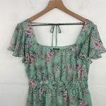 Lila Rose Lily Rose Seafoam Green Floral Short Sleeve Scoop Neck Mini Length Dress Size XL Photo 4