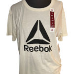 Reebok  Logo size small T-Shirt Top Cream Black Graphic Workout Athleisure Gym Photo 0