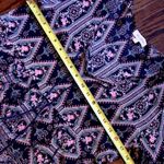 Velzera  Split Neck Tunic Tapestry Pattern Balloon Cuff Sleeves Tassels Sz SM Photo 6