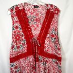 Torrid ‎ Plus Size 2X Top Babydoll Gauzy Crochet Lace Up Sleeveless Floral 709 Photo 5