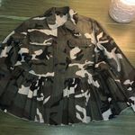 Anthropologie Lea & Viola NWOT Women’s Camouflage Denim Peplum Zip Jacket Small Photo 0