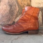 Miz Mooz Ruched Ankle Boots Soft Leather Brown Inside Ankle Zip Photo 1