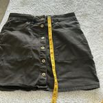 Good American  Size 10/30 A-Line Button Front Mini Skirt Dark Olive Green Denim Photo 11