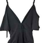 Lulus Slay It With Me Black Off Shoulder Bodysuit XS Flutter Sleeve Sexy Chic Photo 6