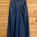 VNTG First Issue Small Cottagecore Prairie Denim Cotton Button Front Midi Skirt Blue Photo 0