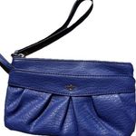 Juicy Couture Blue Faux Leather Pouch Wristlet Wallet Clutch Purse Black Lining Photo 0