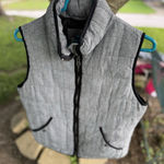 Merona Women's Black And White Striped Quilted Puffy Vest Size L Full Zip Photo 0