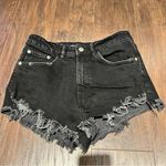 ZARA  Black High Waisted Cutoff Denim Shorts | Size 6 Photo 1