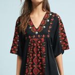Anthropologie  Rala Embellished Medallion Dress Black & Red V-Neck XSP Photo 5