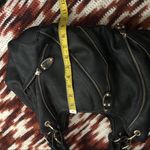2000s Large Chunky Hobo Goth Biker Grunge Black Leather Shoulder Hand Bag Purse Gold Zippers #whimsigoth #punk. Great for school or work Photo 3