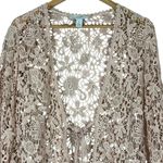 Chico's Cardigan Womens S Pink 100% Cotton Floral Crochet Lace Tie Front Boho Photo 1