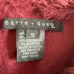 BETTE SUNG | Burgundy Wool Blend Real Fur Collar Beaded Cardigan sweater | Small Red Photo 4
