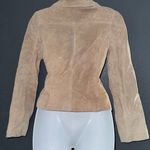 Arden B Designer Leather Bomber Vintage Jacket Tan Beige Coat Womens size Small Photo 4