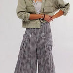 Free People  Eastside Trousers Gingham Plaid Black White Size Small Cotton Photo 0