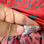 OOTO Red & Teal Polka Dot Ruched Puff Sleeve Dress Size M Size M Photo 3