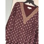 Lucky Brand Maroon Boho Long Sleeve Peasant Dress Tassels Lined Size L Photo 1