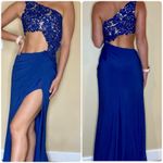 Sherri Hill  Royal Blue Jersey One Shoulder Gown Maxi Dress Size 4 J1 Photo 1