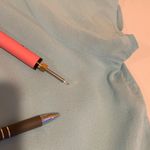 Hillard & Hanson Light Blue Matte Silk Women's Medium Button-Up Short Sleeve Top Shirt Photo 4