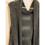 Hooded Fringe Vest Open‎ Knit Sleeveless Cardigan Shawl Cover Up Gray Size undefined Photo 1