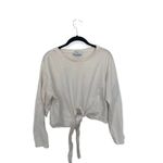 ZARA  Trafaluc Tie-Front Long Sleeve Top – Size M – White Oversized Cotton Photo 1