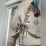 Beginning Boutique NWT  Sheer Long Sleeve Floral Front Tie Shirt Feminine Blouse Photo 4