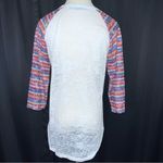 Southern Grace  Oklahoma White Serape Lace Stripe Sheer Burnout Shirt Medium Photo 6