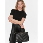 Guess Jania Society Quilted Medium Satchel Crossbody Black Logo Embossed NEW Photo 11