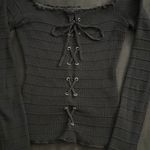 Ambiance Apparel Laced Up Long Sleeve Top Photo 0