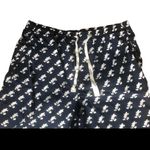 Disney Parks Navy Mickey Silhouette Lounge Pajama Pants Drawstring Cotton Sz. L Photo 2