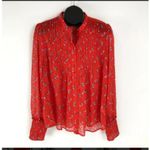 Free People Flowers In December Blouse Top Women's S Red boho Cottagecore sheer Photo 3