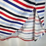 Crown & Ivy  Blue & Red Stripe Short Flutter Sleeve Top M Photo 3