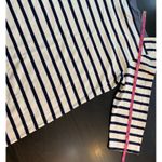 LL Bean Striped Square Neck Mariner Dress 3/4 Sleeve Navy White Red Casual Large Photo 8