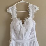 Mingda White Lace Floral Off The Shoulder Wedding Dress Size 6 Photo 4