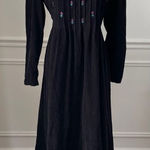 Vintage 80s Karin Stevens Black Corduroy Modest Prairie Dress 8 Photo 0