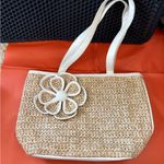 Bueno  Tan and White Tote with Floral Accent Photo 2