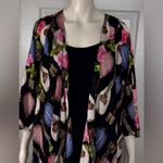 Cousin Earl Floral and Instrument Print Kimono Robe Black Size M Photo 6