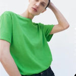 ZARA Lightweight Knit Short Sleeve Shirt, Bright Green, Size XL Photo 0