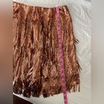 Anthropologie Maeve Rose Gold Sequined Fringe Mini Skirt Party Barbiecore Size 4 Photo 9