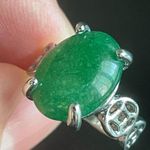Oval green jade stone ring size 5.5 Photo 4