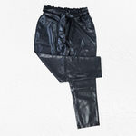 Avec Les Filles  Black Faux Leather Belted High Rise Straight Pants Size Medium Photo 1