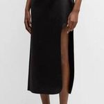 By Malene Birger Wick Curved Side Slit Black Satin Maxi Skirt Size 36 NWT Photo 0