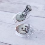 Vintage Clip On Earrings Stamped West Germany Off White & Clear Statement Photo 6