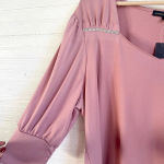 Adrienne Vittadini Plus Size 3X Pink Mauve Blouse 3/4 Sleeve Embroidered Photo 2