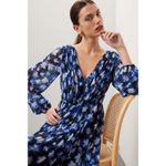 ML MONIQUE LHUILLIER Melanie Black Floral Print Chiffon A Photo 1