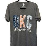 Calamity Jane’s Apparel Gray V Neck OKC Tee Shirt Photo 0