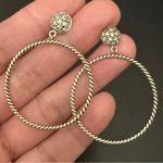 FAS 925 Sterling Silver Pave Crystal Round Hoop Earrings 5g. Photo 7