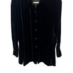 EXPRESS Black Velvet Button Down Shirt Long Sleeve Collared Top Womens Sz Small Photo 2