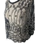 VINTAGE 90s STENAY Sheer Beaded Top Black Size 24 Photo 1