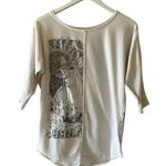 Free People  White ¾ Long Sleeves Deer Graphic Bohemian Soft Cotton SZ SP # 1767 Photo 0