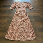 Love, Whit by Whitney Port Leopard Print Button Down Puff Sleeve Dress Medium Tan Photo 2